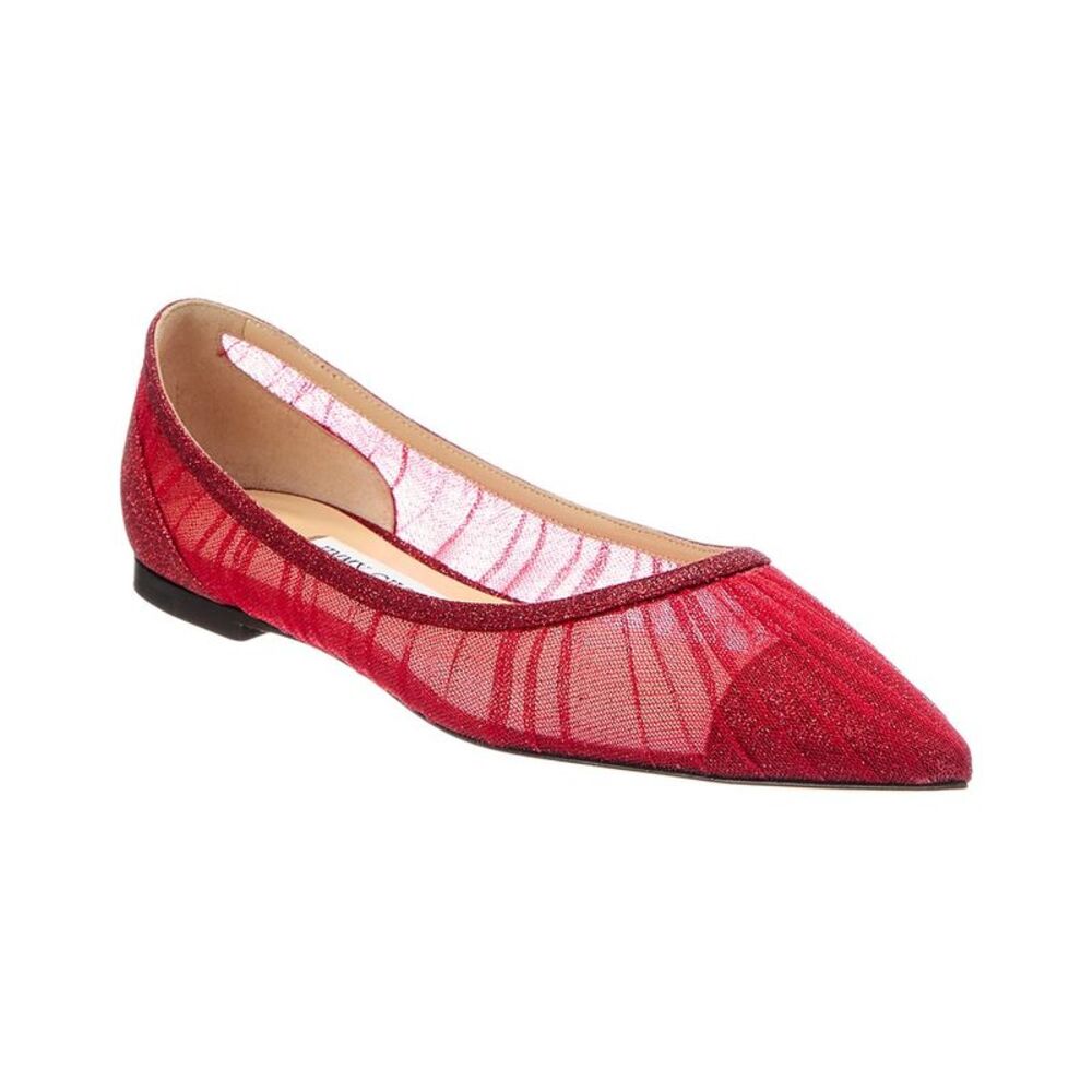 Jimmy Choo Love Glitter & Tulle Flat, Red